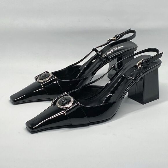Versace Medusa Buckle Leather Slingback Pumps size 41 - Picture 6 of 15